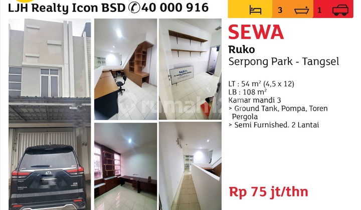 2-Story Shophouse Semi-Furnished Suitable for Office in Serpong Park BSD