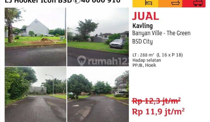 Tanah Kavling 288m2 Hoek di Cluster Banyan Ville, The Green BSD City, BSD The Green 1