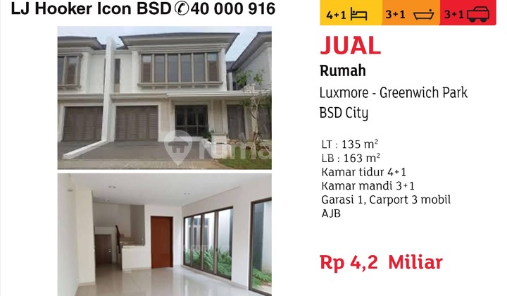 Dijual Rumah 2 Lantai Di Cluster Luxmore Greenwich Park Bsd City Dijual Rumah 2 Lantai Di Cluster Luxmore Greenwich Park Bsd City