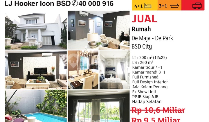 Harga Dibawah Ppjb! Dijual Rumah Mewah 300m2 Di Cluster De Maja De Park Bsd City