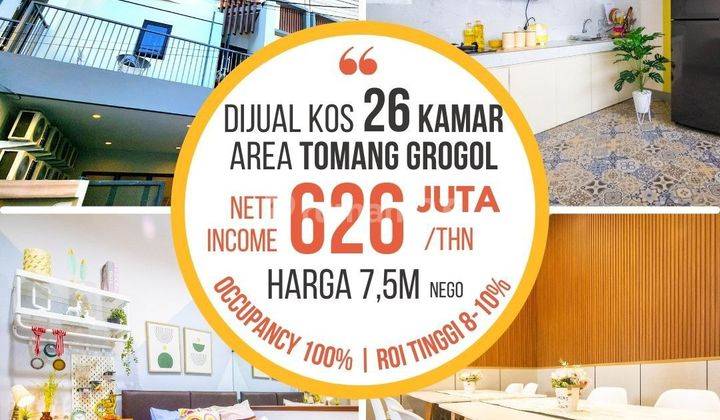 Rumah Kosan Dijual di Tomang,jakarta Barat 26 Kamar Sudah Full Penyewa Selangkah Ke Universitas Trisakti 1