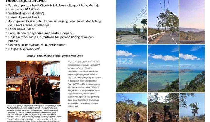 Tanah di Puncak Bukit Cileutuh Geopark Sukabumi, Hadap Laut  1