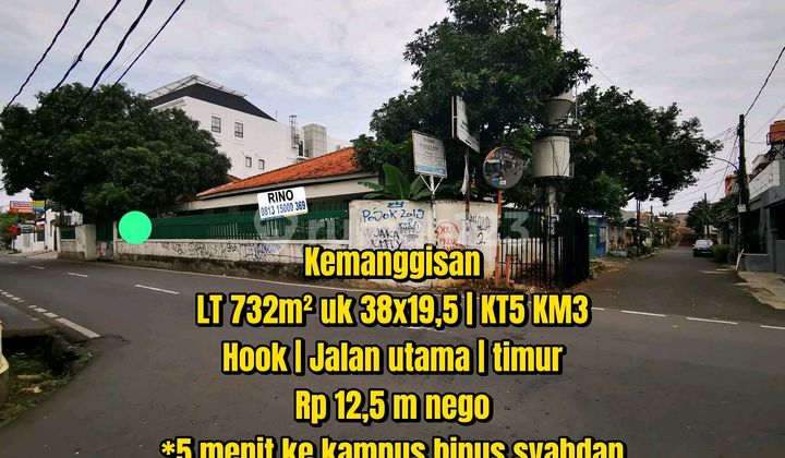 Lebar 38 Meter! Rumah Hook Area Binus - Potensi Kost Premium Kemanggisan Jakarta Barat