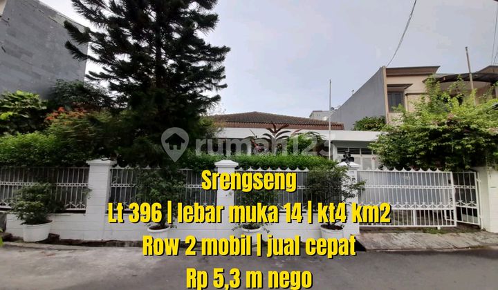 Super Langka! Rumah LT 396 M² (14,8 X 26,8) Srengseng Jakarta Barat - Row 2 Mobil