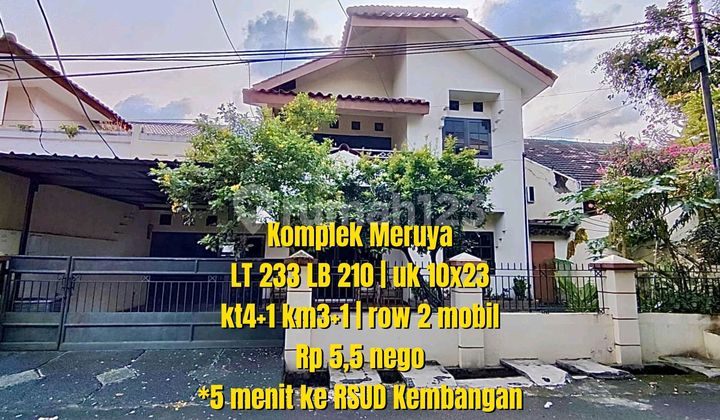 Jarang Ada! Rumah 2 Lantai ±10 M Lebar, Hadap Taman - Komplek Taman Meruya Ilir, Jakarta Barat