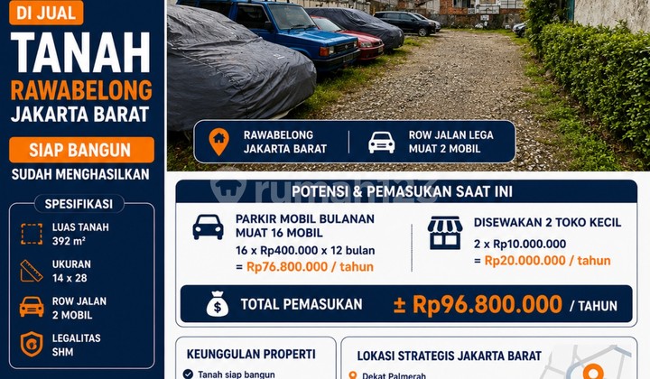 Jual Cepat,Nego Tipis! Tanah Kotak 14X28 Dekat Roti Romi Rawabelong Jakarta Barat Jual Cepat,Nego Tipis! Tanah Kotak 14X28 Dekat Roti Romi Rawabelong Jakarta Barat