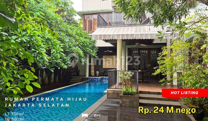 Rumah Permata Hijau: 2 Lt, LT 750 m2, Lux, Kolam Renang, Jual Cpt