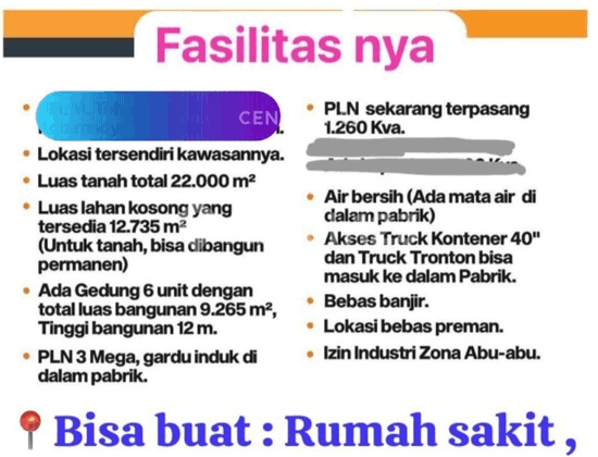 For Rent Factory Including 6 Building Units in Mauk Tangerang AR16248 For Rent Factory Including 6 Building Units in Mauk Tangerang AR16248