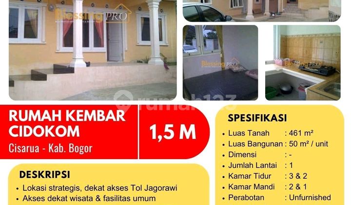 Dijual Cepat Rumah Kembar Cidokom Cisarua Kawasan Villa Parkiran Luas