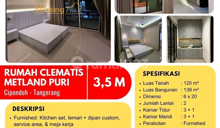 Dijual Rumah Furnished Clematis Metland Puri