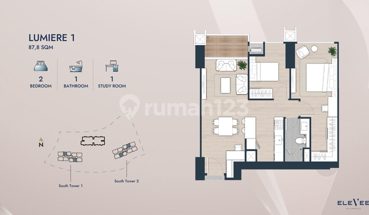 Dijual Penthouse Elevee Residences Baru Luas 87,8m Harga Promo 1