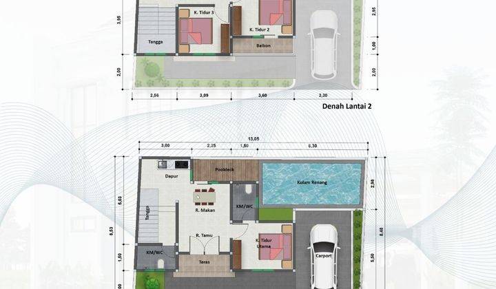 Rumah 2 Lantai Dengan Kolam Renang Shm, Harga Murah 1