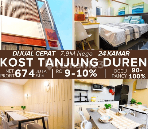 Rumah Kost Baru. Tanjung Duren. 4 Lantai. 24 Kamar. Mandi Dalam. Full Furnish. 1