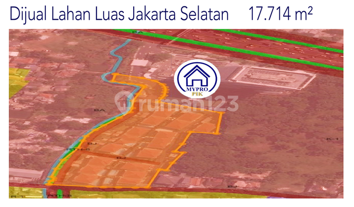 DIJUAL LAHAN KOMERSIAL JAKSEL LAHAN PREMIUM 1,7714 HEKTAR DENGAN CASH FLOW 17 UNIT RUMAH 