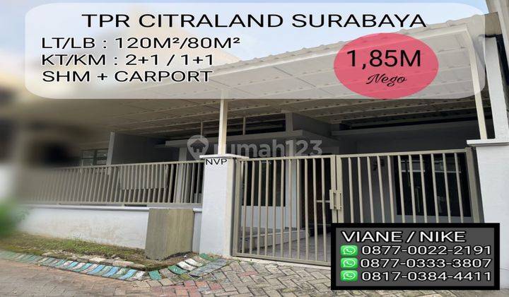 Rumah Terawat Tpr Citraland Surabaya Dkt Gwalk Dkt PTC Siap Huni 1