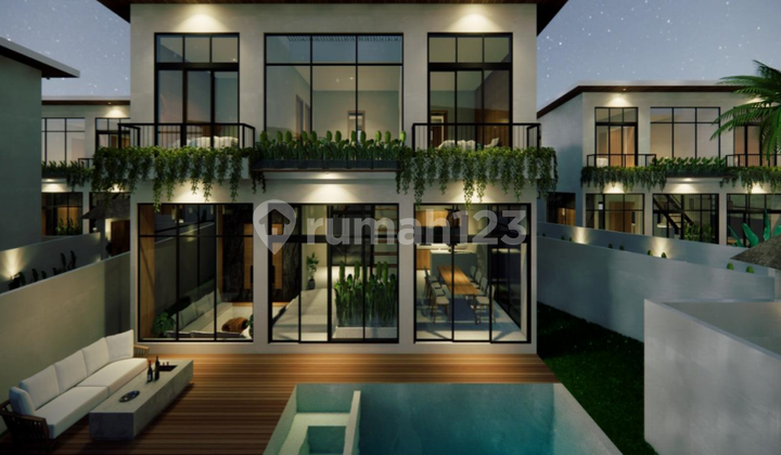 Villa Tiga Kamar Mendatang dengan Konsep Ruang Terbuka untuk Disewa di Kerobokan