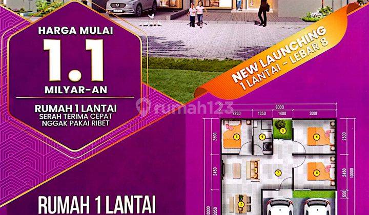 Ruang 1 lantai 3 kamar, 2 carport di pamulang 2