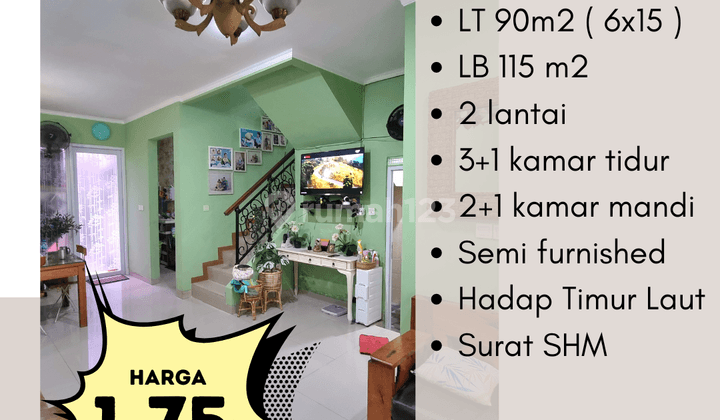 Rumah 2 Lantai Bagus Semi Furnished SHM di Cluster Michelia Gading Serpong Dekat Mall Summarecon, Tangerang 1