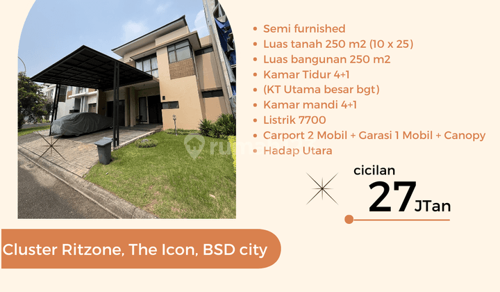 Rumah 2 Lantai Semi Furnished di Cluster Ritzone,the Icon, Bsd City, Tangerang 1