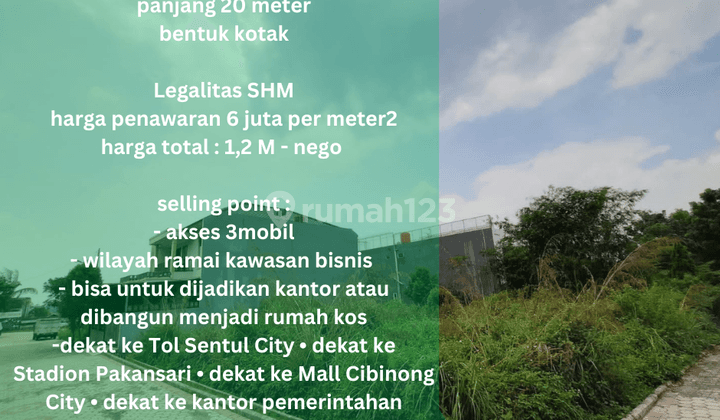 di Jl Alternatif Sentul, Bogor Tanah Kavling Lokasi Bagus 1