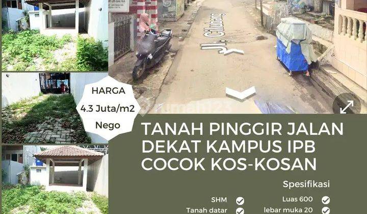 Di Jual Tanah Lokasi Strategis Pinggir Jalan Dekat Kampus Ipb Bogor 1