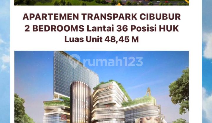 Jual Appartement 2 Bedrooms Tsm Cibubur
