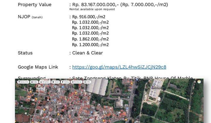 Disewa/dijual Tanah Cibinong pinggir jalan Raya luas 11.881 m2 1