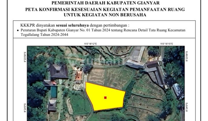 Cheap Land 1061 m2 in Tegalalang North Ubud