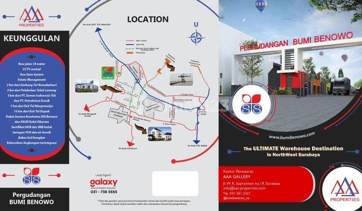 Gudang di Pergudangan Bumi Benowo, Surabaya 300 m Baru HGB 1