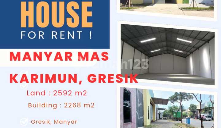 FOR RENT 2268m2 Manyar Mas Karimun Gresik Rare item !! SELDOM AVAILABLE