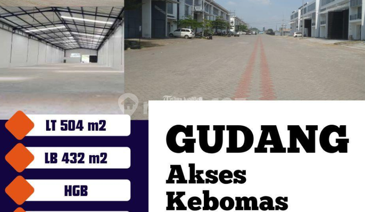 WAREHOUSE FOR RENT ACCESS TO KEBOMAS GRESIK // Land Area 504 M2 // Building Area 432 M2 Only 185 Million/Year WAREHOUSE FOR RENT ACCESS TO KEBOMAS GRESIK // Land Area 504 M2 // Building Area 432 M2 Only 185 Million/Year