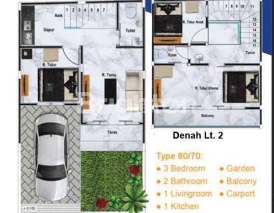 RUMAH PRIMARY T 80/70 MODERN MINIMALIS 2