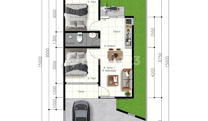Dekat Pemkab Kulon Progo Type 50 Rumah Japandi Modern 