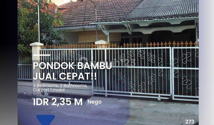  Pd Bambu Rumah Lama 1,5 Lt Jual Cepat Akses Bagus 2 Mobil Lewat 273 1