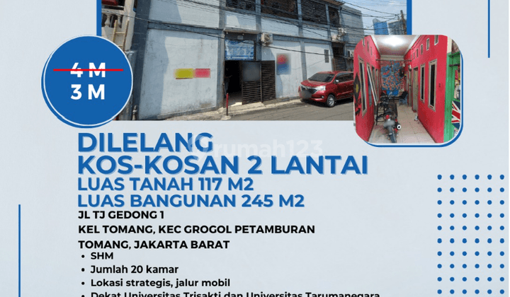  Dilelang Kos Kosan 20 Kamar Tomang Grogol Jakarta Barat Cash Only Pg13 1