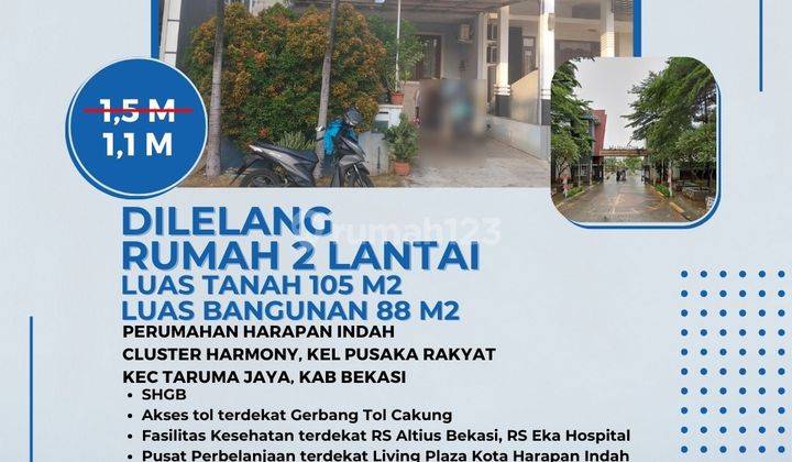  Dilelang Harapan Indah Bekasi Cluster Harmony Rumah 2 Lt Pg9 1