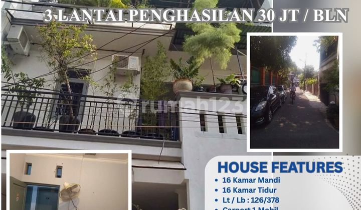 Rumah Induk + Kos 3 Lantai - Lokasi Premium Cempaka Putih Full Terisi - Income Stabil ± Rp 30 Juta/Bulan Z115