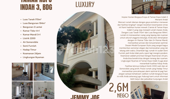 Jual Rumah Taman Kopo Indah 3 Luxury 2 Lantai 2