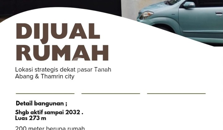 Di Jual Rumah Tua Lokasi Strategis Pusat Kota di Jalan Alhabsyi Tanah Abang, Jakarta Pusat