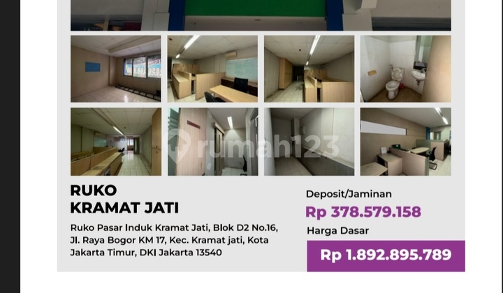 For Sale by Auction: 2-Story Shop House at Pasar Induk Kramat Jati, Jl Raya Bogor KM 17, East Jakarta. 1