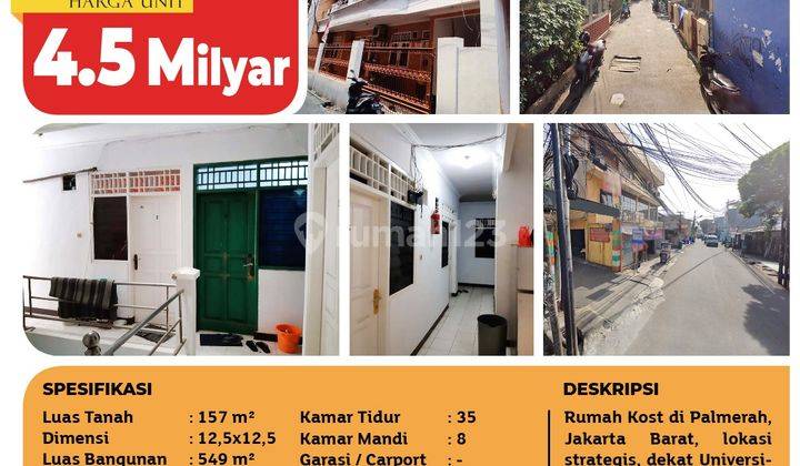 Rumah Kost Dekat Kampus Binus, Palmerah, 3 Lt, SHM 2