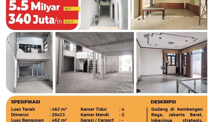 Dijual Gudang Kembangan Raya, Jakarta Barat, Bisa Sewa Juga, SHM 2