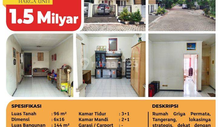 Rumah Griya Permata, Cipondoh Tangerang, 6x16m², 2 Lt 2