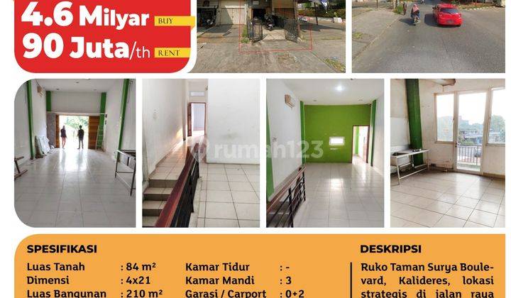 Ruko Siap Pakai, Taman Surya Boulevard, Kalideres, 4x21m², 3 Lt,  2