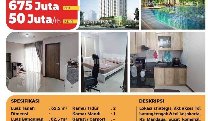 Apartemen Metro Garden, Tangerang, Furnished, Lantai 06, SHM 2