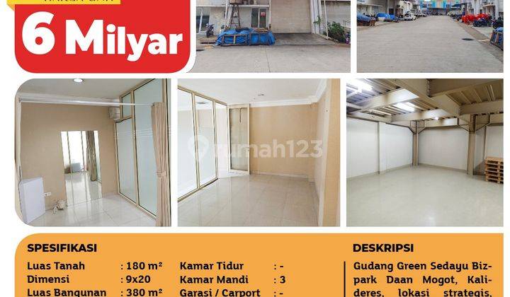 Gudang Green Sedayu Bizpark Daan Mogot, Kalideres, 9x20m², 3 Lt 2