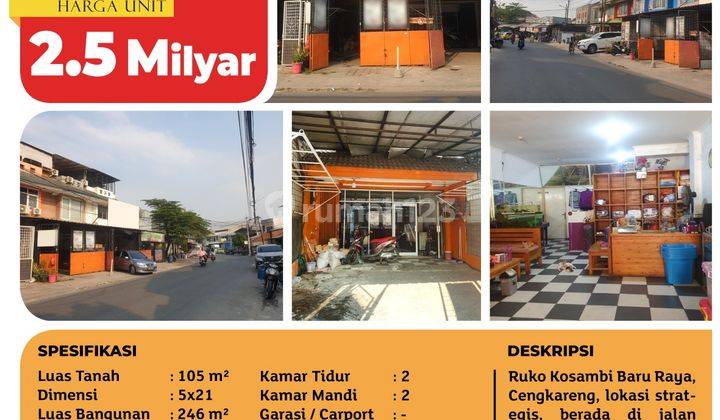 Ruko Kosambi Baru Raya, Cengkareng, 5x21m², 3 Lt, SHM 2