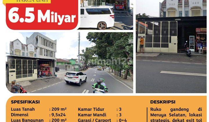 Ruko Gandeng Meruya Selatan, Kembangan, 9.5×24m², 3 Lt, SHM 2