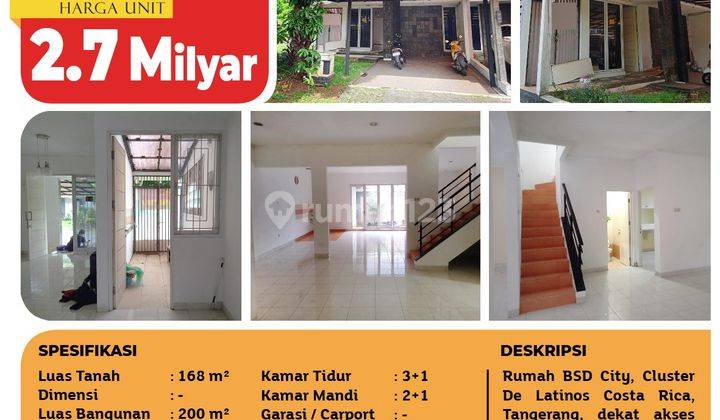 Dijual Rumah Bsd City, Cluster De Latinos Costa Rica, SHM 2