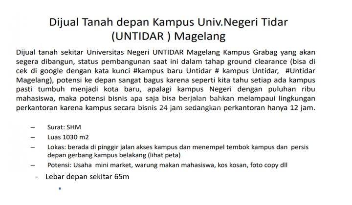 Cepat Tanah Disamping Kampus Grabag Univ Negeri Tidar 3344 2